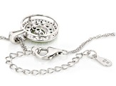 Green Tsavorite with White Zircon Rhodium Over Sterling Silver Dancing Pendant with Chain 0.74ctw
