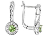 Green Tsavorite with Moissanite Fire® Rhodium Over Sterling Silver Earrings 0.81ctw