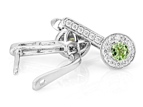Green Tsavorite with Moissanite Fire® Rhodium Over Sterling Silver Earrings 0.81ctw