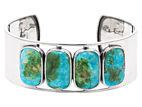 Bi-Color Sonoran Composite Turquoise Sterling Silver Cuff Bracelet