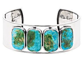 Bi-Color Sonoran Composite Turquoise Sterling Silver Cuff Bracelet