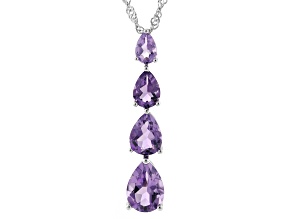 Purple Canela Amethyst Rhodium Over Sterling Silver Pendant with Chain 3.12ctw