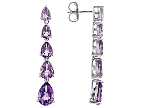 Purple Canela Amethyst Rhodium Over Sterling Silver Earrings 6.81ctw