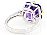 Purple African Amethyst Rhodium and 18k Gold Over Sterling Silver Ring 4.70ctw