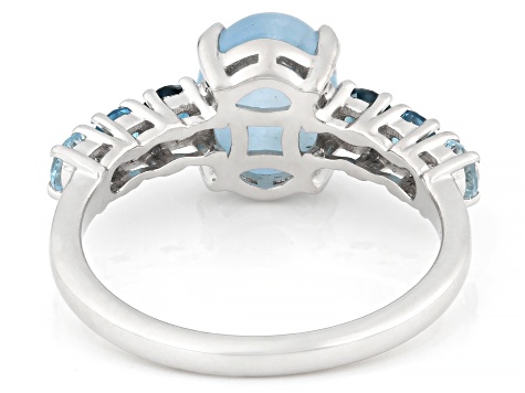 Blue Dreamy Aquamarine Rhodium Over Sterling Silver Ring 0.75ctw