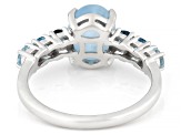 Blue Dreamy Aquamarine Rhodium Over Sterling Silver Ring 0.75ctw