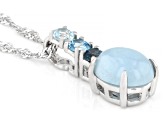 Blue Dreamy Aquamarine Rhodium Over Sterling Silver Pendant with Chain 0.37ctw