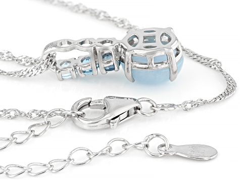 Blue Dreamy Aquamarine Rhodium Over Sterling Silver Pendant with Chain 0.37ctw