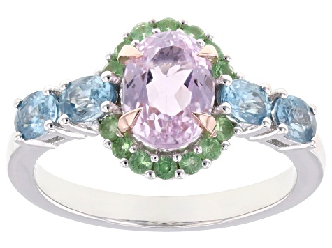 Pink Kunzite Rhodium And 18K Rose Gold Over Sterling Silver Ring
