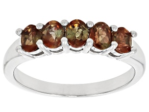 Red Andalusite Rhodium Over Sterling Silver Ring 0.80ctw