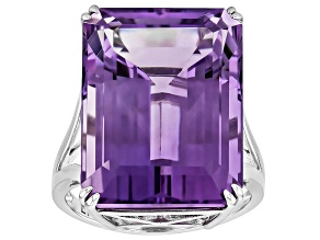 Purple Canela Amethyst Rhodium Over Sterling Silver Ring 17.00ct