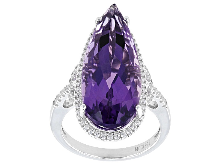 Purple Canela Amethyst Rhodium Over Sterling Silver Ring 9.98ctw