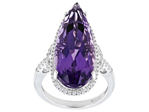 Purple Canela Amethyst Rhodium Over Sterling Silver Ring 9.98ctw