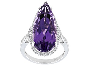 Purple Canela Amethyst Rhodium Over Sterling Silver Ring 9.98ctw