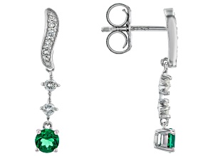 Green Lab Created Emerald Rhodium Over Silver Earrings 0.66ctw