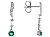Green Lab Created Emerald Rhodium Over Silver Earrings 0.66ctw