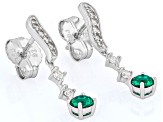Green Lab Created Emerald Rhodium Over Silver Earrings 0.66ctw