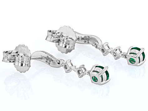 Green Lab Created Emerald Rhodium Over Silver Earrings 0.66ctw