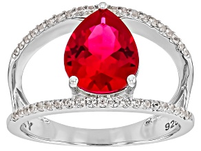 Red Lab Created Ruby Rhodium over Sterling Silver Ring 2.80ctw