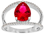 Red Lab Created Ruby Rhodium over Sterling Silver Ring 2.80ctw