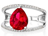 Red Lab Created Ruby Rhodium over Sterling Silver Ring 2.80ctw
