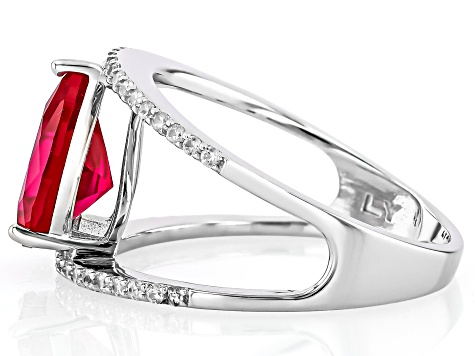 Red Lab Created Ruby Rhodium over Sterling Silver Ring 2.80ctw