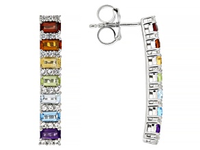 Multi-Color Multi-Gemstone Rhodium Over Sterling Silver Earrings 1.84ctw