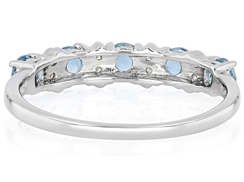 Blue Ofiki Nigerian Aquamarine With White Zircon Rhodium Over