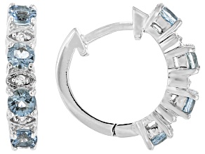 Blue Ofiki Nigerian Aquamarine Rhodium Over Sterling Silver Earrings 0.46ctw