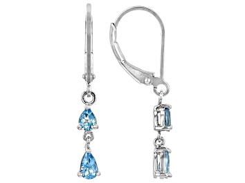 Picture of Ofiki Nigerian Aquamarine Rhodium Over Sterling Silver Earrings 0.50ctw
