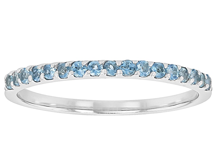 Blue Ofiki Nigerian Aquamarine Rhodium Over Sterling Silver Ring