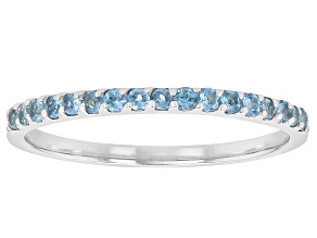 Blue Ofiki Nigerian Aquamarine Rhodium Over Sterling Silver Ring 0.22ctw