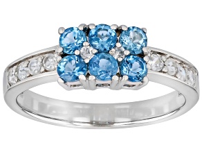 Blue Ofiki Nigerian Aquamarine Rhodium Over Sterling Silver Ring 0.77ctw