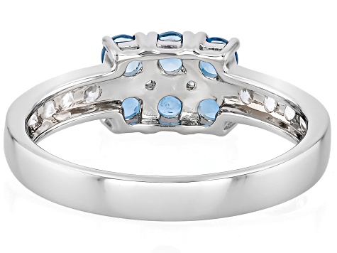 Blue Ofiki Nigerian Aquamarine Rhodium Over Sterling Silver Ring 0.77ctw