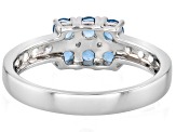 Blue Ofiki Nigerian Aquamarine Rhodium Over Sterling Silver Ring 0.77ctw