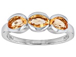 Yellow Citrine Platinum Over Sterling Silver 3-Stone Ring 1.08ctw