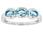 Sky Blue Topaz Platinum Over Sterling Silver 3-Stone Ring 1.53ctw