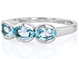 Sky Blue Topaz Platinum Over Sterling Silver 3-Stone Ring 1.53ctw