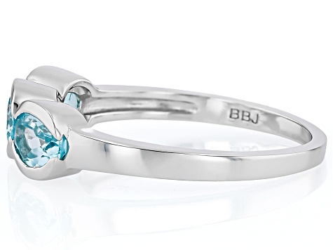 Sky Blue Topaz Platinum Over Sterling Silver 3-Stone Ring 1.53ctw