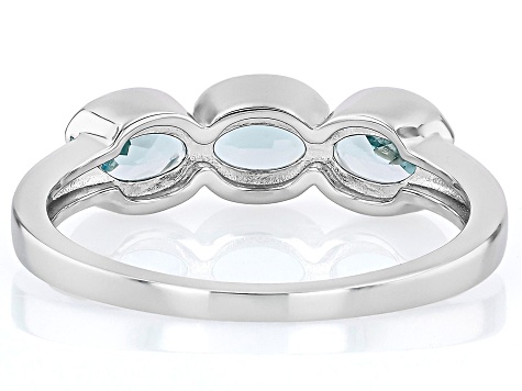 Sky Blue Topaz Platinum Over Sterling Silver 3-Stone Ring 1.53ctw