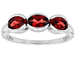 Red Garnet Platinum Over Sterling Silver 3-Stone Ring 1.53ctw