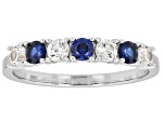 Blue Lab Created Sapphire Platinum Over Sterling Silver Ring 0.82ctw