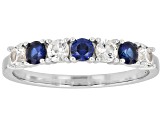 Blue Lab Created Sapphire Platinum Over Sterling Silver Ring 0.82ctw