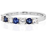 Blue Lab Created Sapphire Platinum Over Sterling Silver Ring 0.82ctw