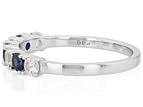 Blue Lab Created Sapphire Platinum Over Sterling Silver Ring 0.82ctw