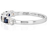 Blue Lab Created Sapphire Platinum Over Sterling Silver Ring 0.82ctw
