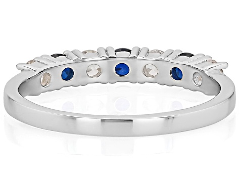 Blue Lab Created Sapphire Platinum Over Sterling Silver Ring 0.82ctw