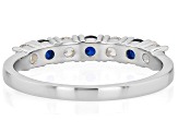 Blue Lab Created Sapphire Platinum Over Sterling Silver Ring 0.82ctw