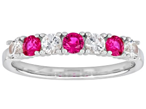 Red Lab Created Ruby Platinum Over Sterling Silver Ring 0.82ctw