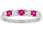 Red Lab Created Ruby Platinum Over Sterling Silver Ring 0.82ctw